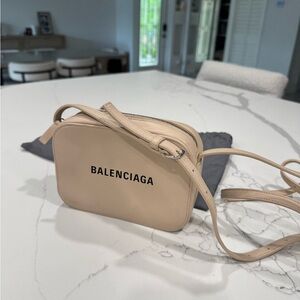 Balenciaga Leather Logo Crossbody Camera Bag